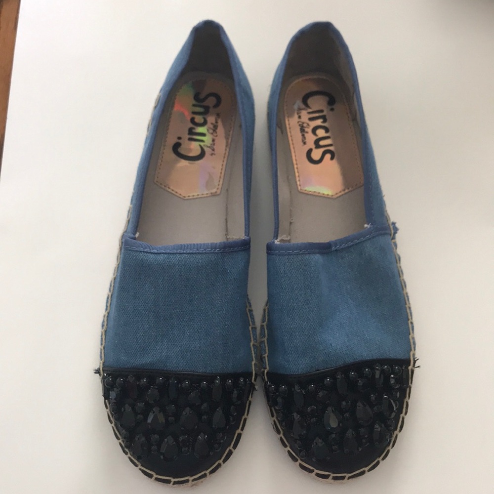 CIRCUS by Sam Edelman denim black stone espadrilles loafers size 9